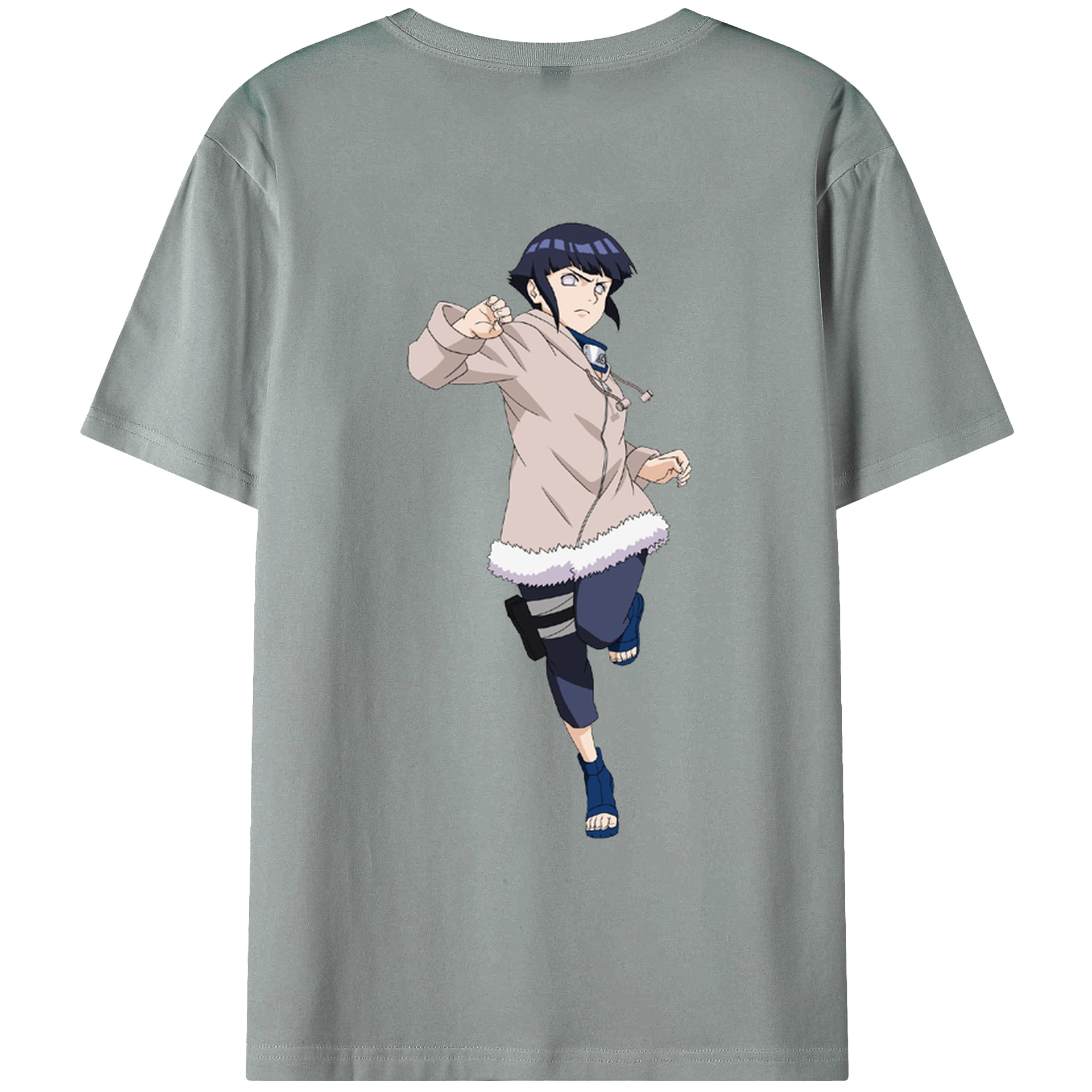（画像用） NARUTO -ナルト- 日向ヒナタ Hyūga Hinata 綿100％ メンズ半袖Tシャツ（バックプリント） 通気性